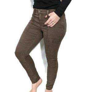 JOIE Studded Skinny Jean Pants Olive Green Size 26